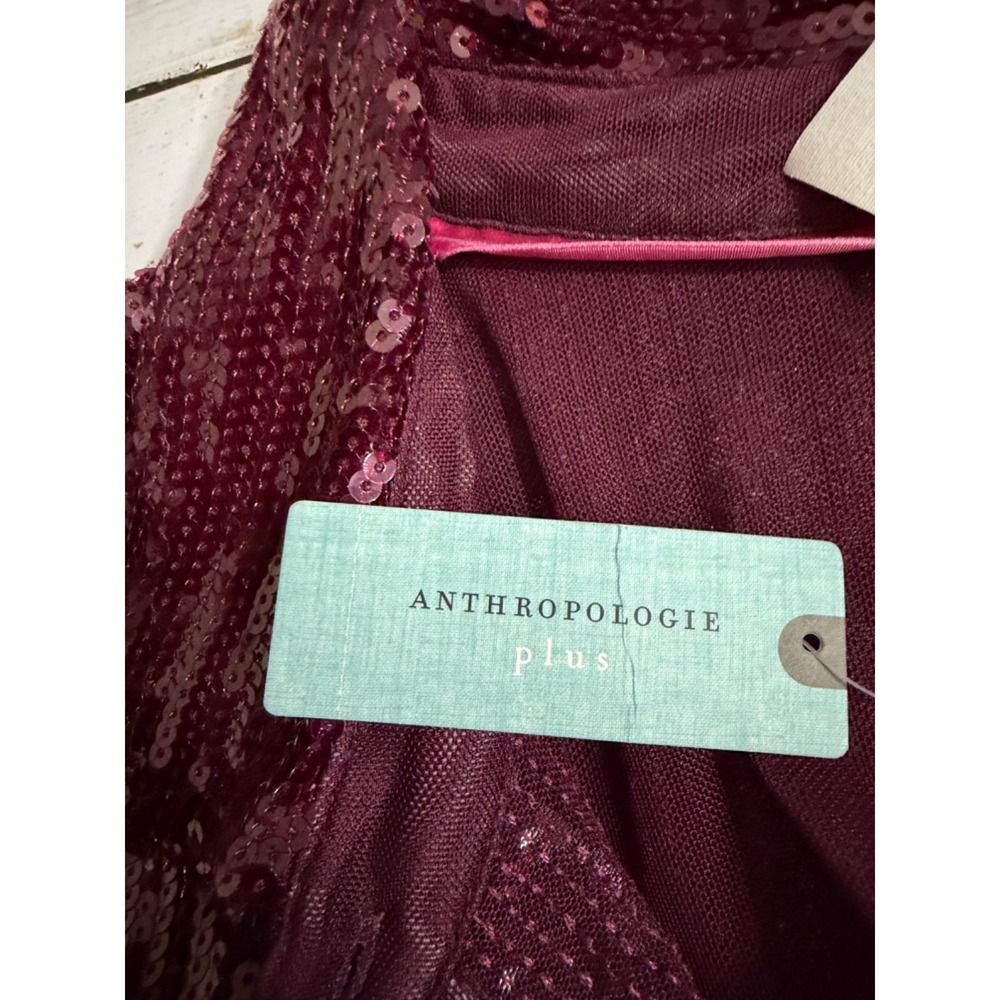 NWT Anthropologie Pilcro Sequin Buttondown Shirt Plum 3X Top Party Holiday - Picture 8 of 9